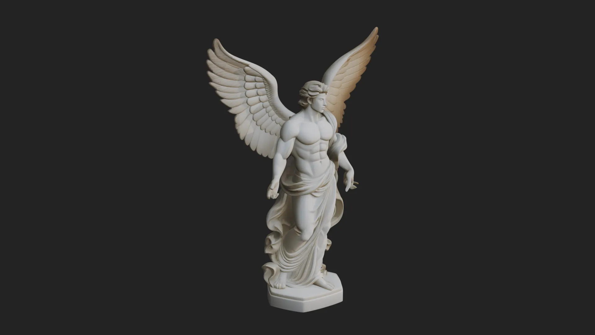 Winged Guardian Angel Statue Design 3 - 3D Print Model 3D Print Model .c4d .max .obj .3ds .fbx .stl .blend 