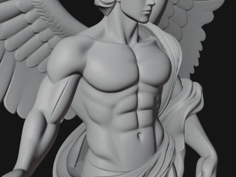 Winged Guardian Angel Statue Design 3 - 3D Print Model 3D Print Model
