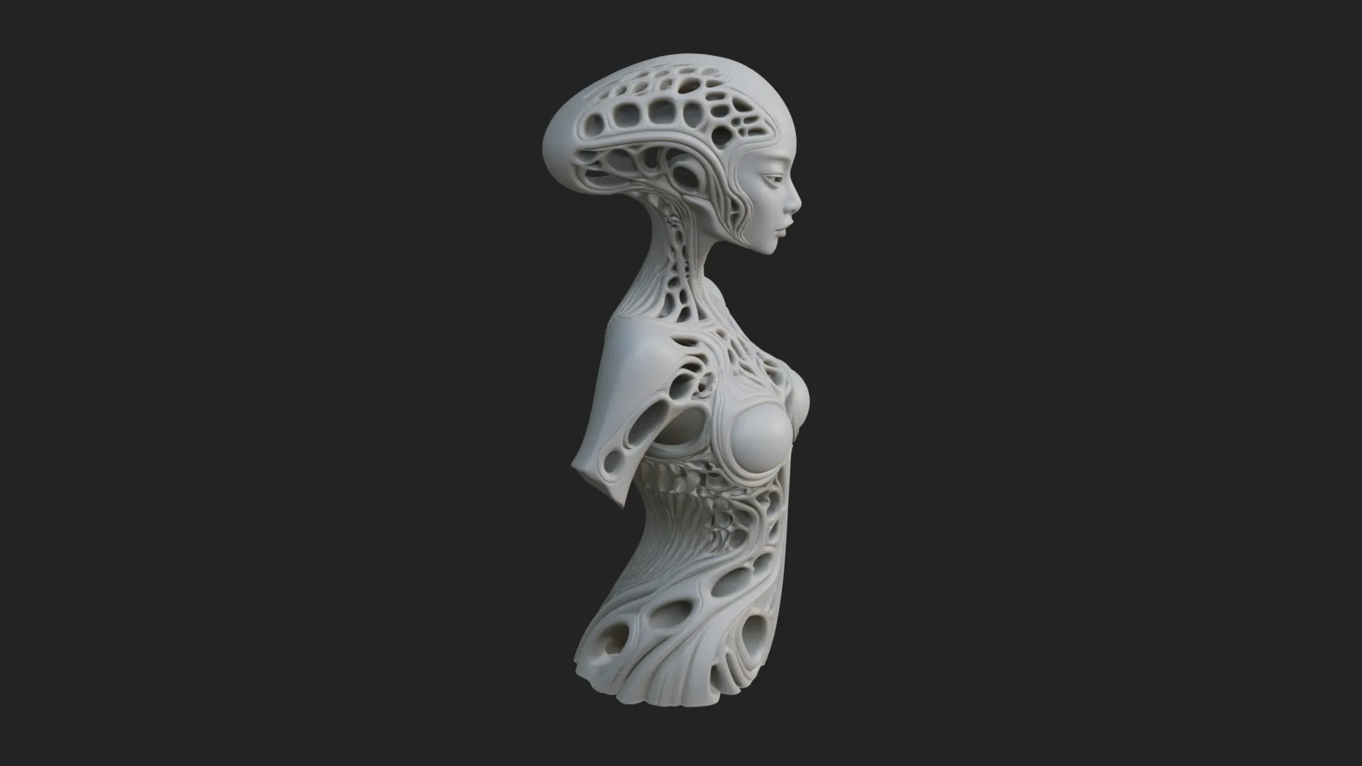 Biomechanical Alien Bust Statue Design 6 - 3D Print Model 3D Print Model .c4d .max .obj .3ds .fbx .stl .blend 