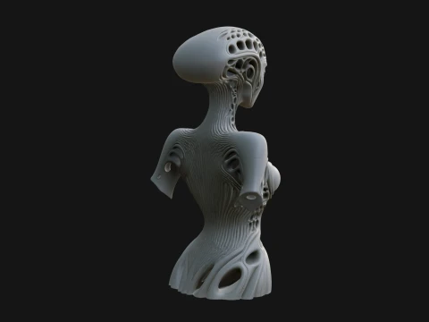 Biomechanical Alien Bust Statue Design 6 - 3D Print Model 3D Print Model