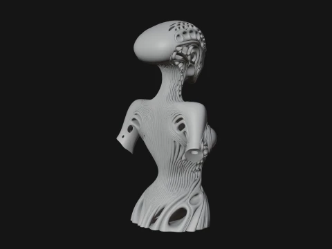 Biomechanical Alien Bust Statue Design 6 - 3D Print Model 3D Print Model