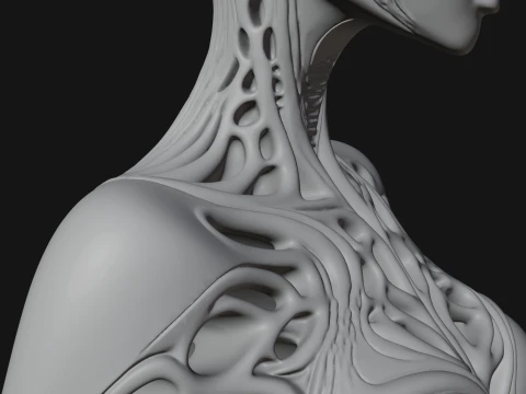 Biomechanical Alien Bust Statue Design 6 - 3D Print Model 3D Print Model