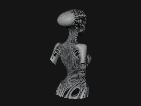 Biomechanical Alien Bust Statue Design 6 - 3D Print Model 3D Print Model