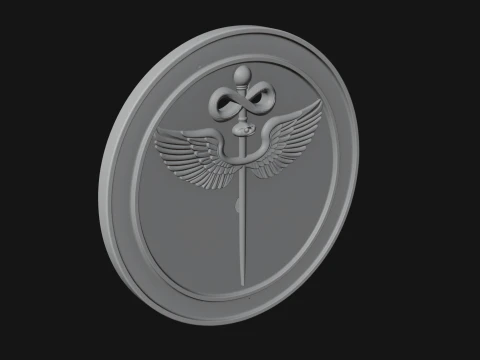 Caduceus Medical Wall Plaque Design 3 - 3D Print Model 3D Print Model