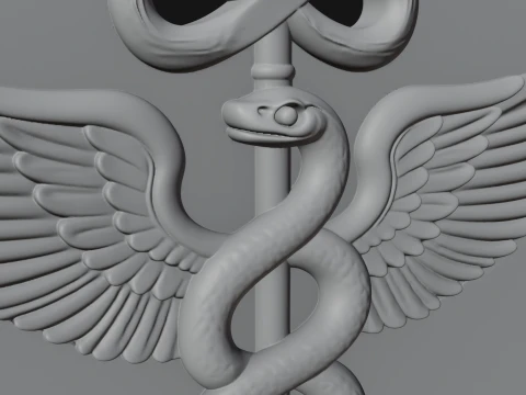 Caduceus Medical Wall Plaque Design 3 - 3D Print Model 3D Print Model
