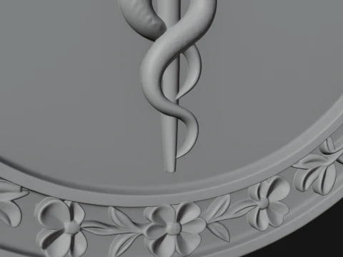 Caduceus Medical Wall Plaque Design 3 - 3D Print Model 3D Print Model