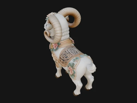 Floral Chibi Ram Statue Design 2 - 3D Print Model 3D Print Model