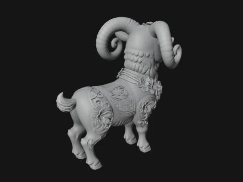 Floral Chibi Ram Statue Design 2 - 3D Print Model 3D Print Model