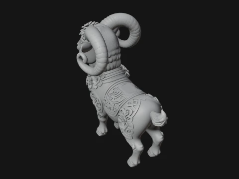 Floral Chibi Ram Statue Design 2 - 3D Print Model 3D Print Model