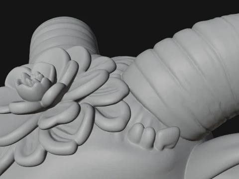 Floral Chibi Ram Statue Design 2 - 3D Print Model 3D Print Model