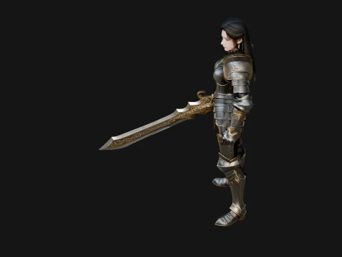 Female Knight with Sword Statue Design 3 - 3D Print Model 3D Print Model