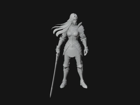 Female Knight with Sword Statue Design 3 - 3D Print Model 3D Print Model