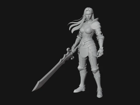 Female Knight with Sword Statue Design 3 - 3D Print Model 3D Print Model
