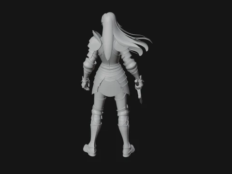 Female Knight with Sword Statue Design 3 - 3D Print Model 3D Print Model