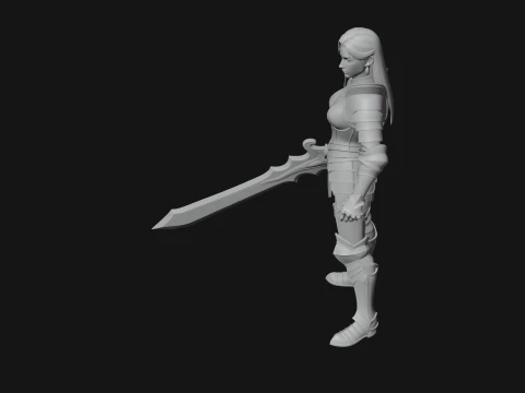 Female Knight with Sword Statue Design 3 - 3D Print Model 3D Print Model