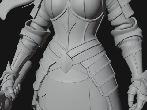Female Knight with Sword Statue Design 3 - 3D Print Model 3D Print Model