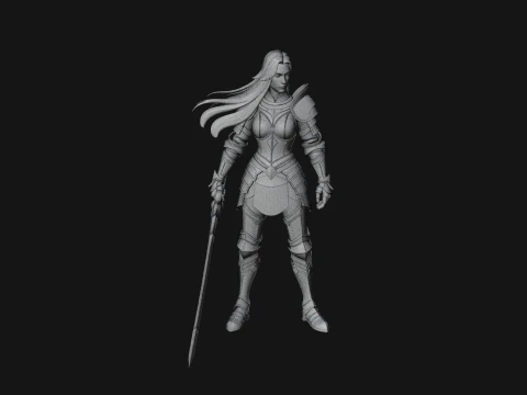 Female Knight with Sword Statue Design 3 - 3D Print Model 3D Print Model