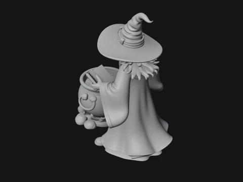 Wizard with Cauldron Statue Design 2 - 3D Print Model 3D Print Model