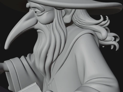 Wizard with Cauldron Statue Design 2 - 3D Print Model 3D Print Model