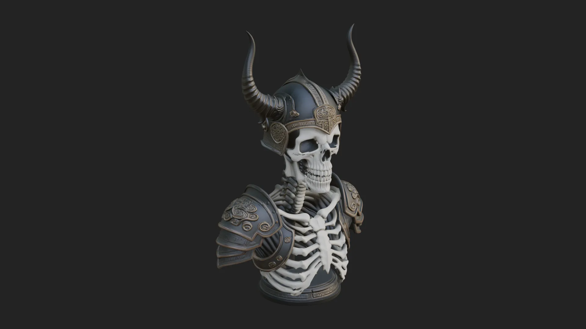 Horned Helm Skeleton Bust Statue Design 1 - 3D Print Model 3D Print Model .c4d .max .obj .3ds .fbx .stl .blend 
