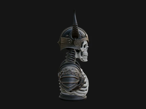 Horned Helm Skeleton Bust Statue Design 1 - 3D Print Model 3D Print Model
