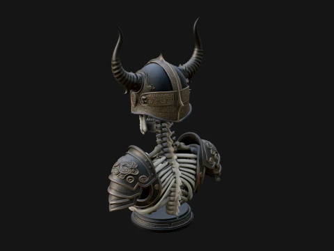 Horned Helm Skeleton Bust Statue Design 1 - 3D Print Model 3D Print Model