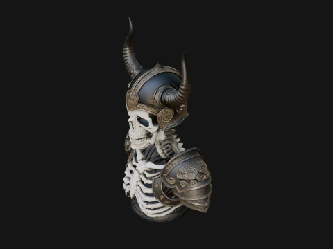 Horned Helm Skeleton Bust Statue Design 1 - 3D Print Model 3D Print Model