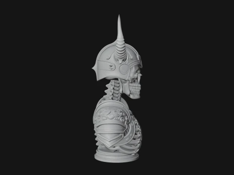 Horned Helm Skeleton Bust Statue Design 1 - 3D Print Model 3D Print Model