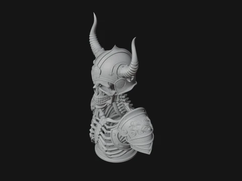 Horned Helm Skeleton Bust Statue Design 1 - 3D Print Model 3D Print Model