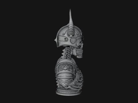 Horned Helm Skeleton Bust Statue Design 1 - 3D Print Model 3D Print Model