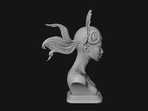 Shell Crown Woman Bust Statue Design 5 - 3D Print Model 3D Print Model