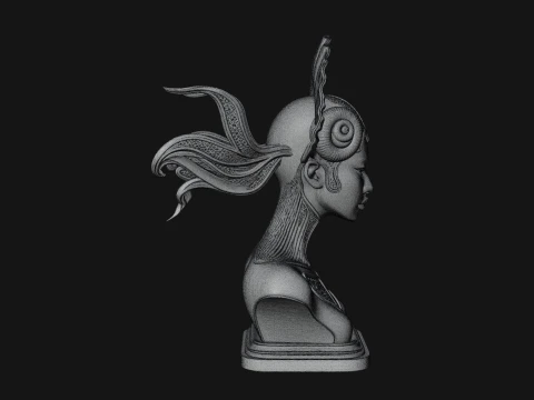 Shell Crown Woman Bust Statue Design 5 - 3D Print Model 3D Print Model