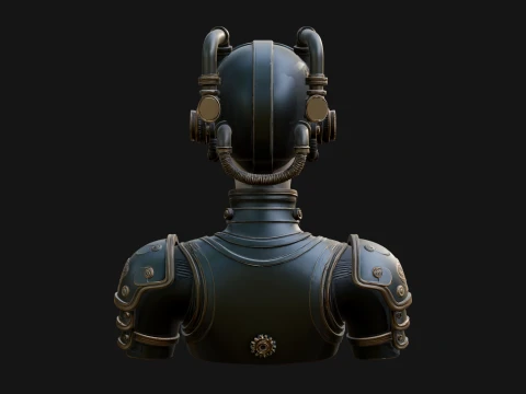 Steampunk Clockwork Head Bust Design 2 - 3D Print Model 3D Print Model