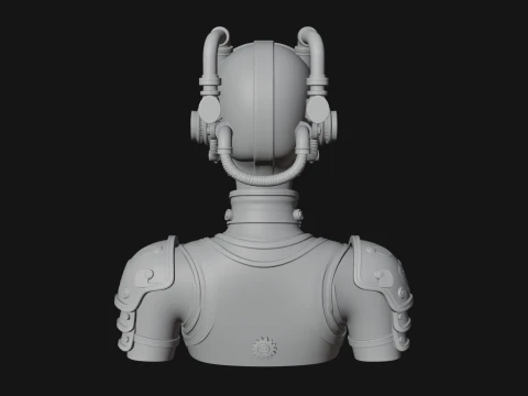 Steampunk Clockwork Head Bust Design 2 - 3D Print Model 3D Print Model
