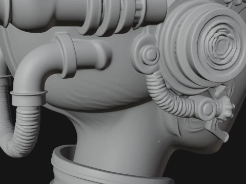 Steampunk Clockwork Head Bust Design 2 - 3D Print Model 3D Print Model