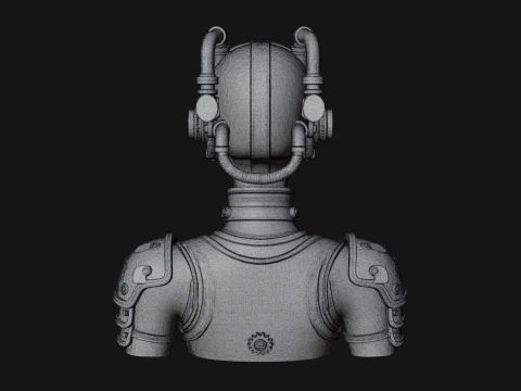 Steampunk Clockwork Head Bust Design 2 - 3D Print Model 3D Print Model