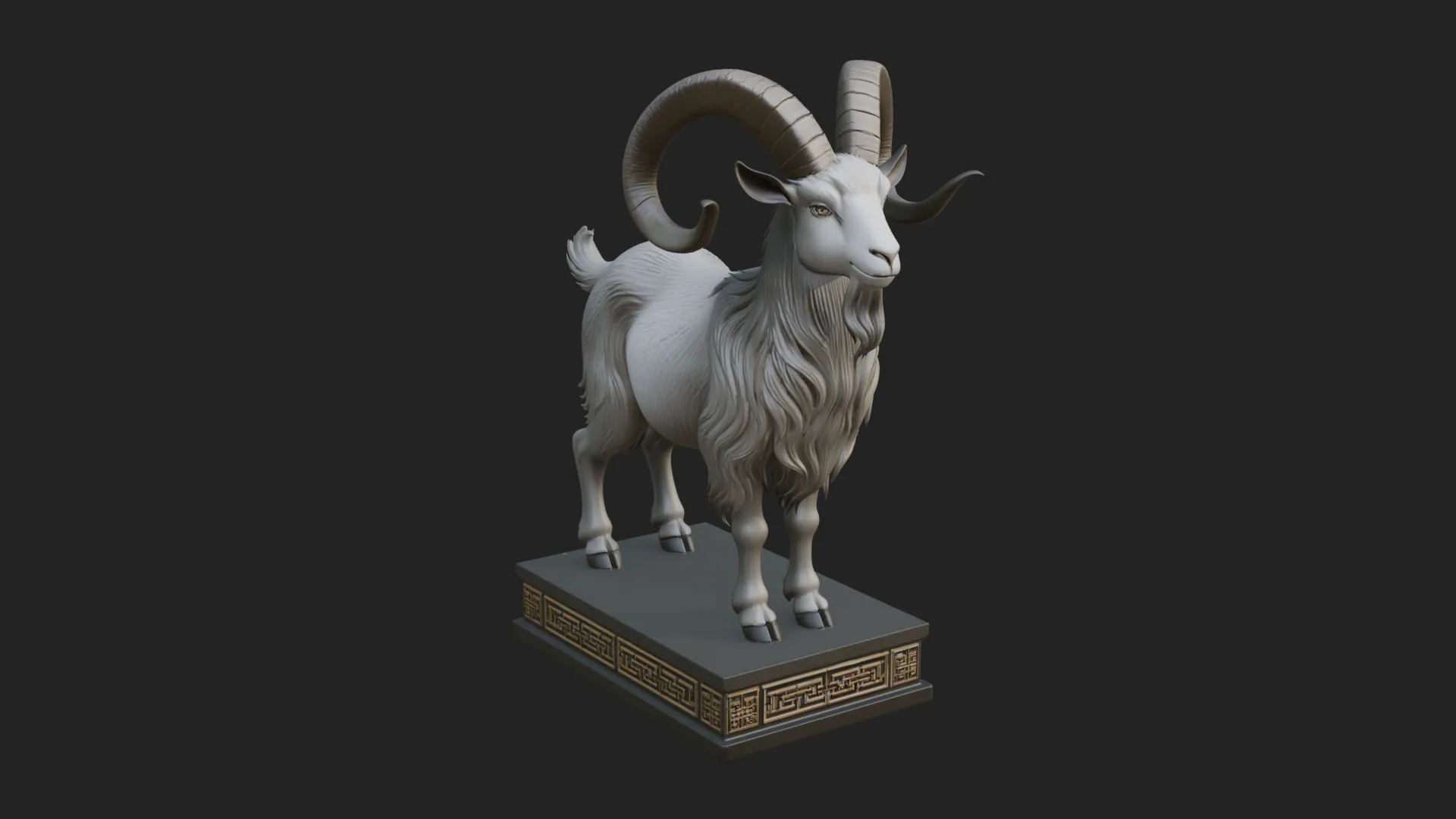 Mountain Goat on Pedestal Statue Design 3 - 3D Print Model 3D Print Model .c4d .max .obj .3ds .fbx .stl .blend 