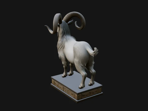 Mountain Goat on Pedestal Statue Design 3 - 3D Print Model 3D Print Model