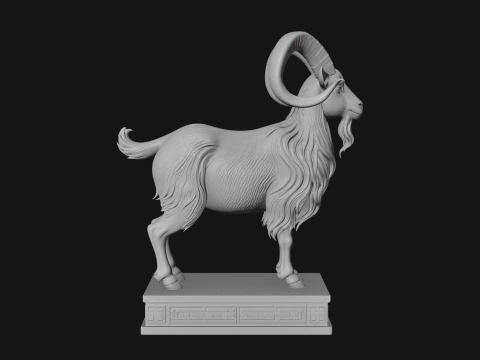 Mountain Goat on Pedestal Statue Design 3 - 3D Print Model 3D Print Model
