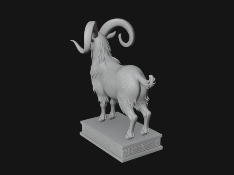 Mountain Goat on Pedestal Statue Design 3 - 3D Print Model 3D Print Model