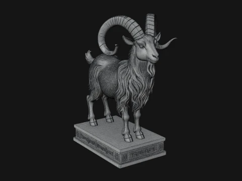 Mountain Goat on Pedestal Statue Design 3 - 3D Print Model 3D Print Model