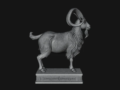 Mountain Goat on Pedestal Statue Design 3 - 3D Print Model 3D Print Model