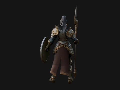 Woman Knight with Spear Statue Design 3 - 3D Print Model 3D Print Model