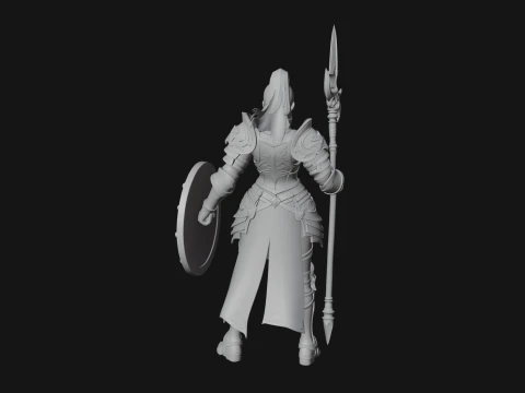 Woman Knight with Spear Statue Design 3 - 3D Print Model 3D Print Model