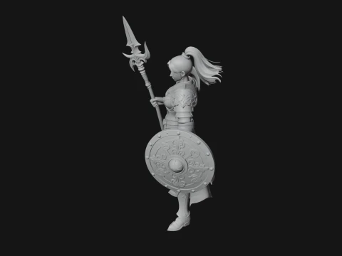 Woman Knight with Spear Statue Design 3 - 3D Print Model 3D Print Model