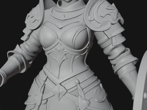 Woman Knight with Spear Statue Design 3 - 3D Print Model 3D Print Model