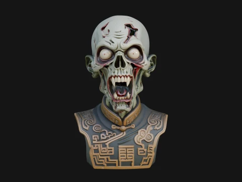 Zombie Bust Statue Design 6 - 3D Print Model 3D Print Model