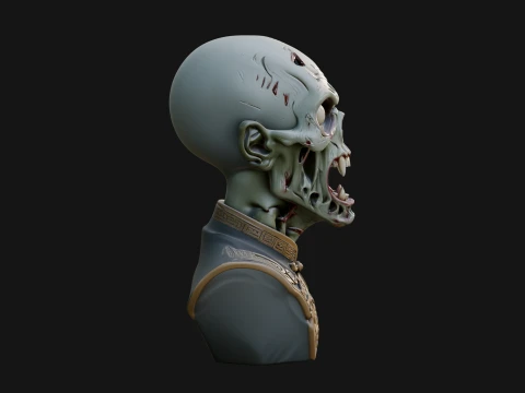 Zombie Bust Statue Design 6 - 3D Print Model 3D Print Model