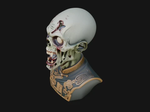 Zombie Bust Statue Design 6 - 3D Print Model 3D Print Model