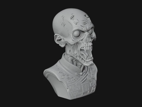 Zombie Bust Statue Design 6 - 3D Print Model 3D Print Model